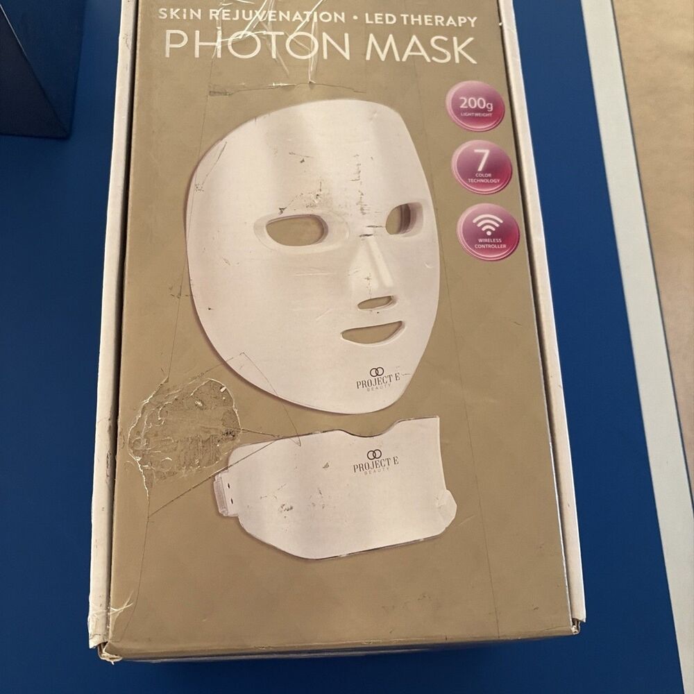 Project E Beauty Photon Skin Rejuvenation  Face & Neck Mask | NEW, Damaged Box